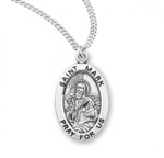 Sterling Silver Oval St. Mark Medal - 20" Chain