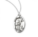 Sterling Silver Oval St. Nicole Medal - 18" Chain