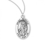 Sterling Silver Oval St. Patricia Medal - 18" Chain