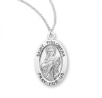 Sterling Silver Oval St. Philomena Medal - 18" Chain