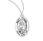 Sterling Silver Oval St. Rachel Medal - 18" Chain
