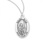 Sterling Silver Oval St. Rita Medal - 18" Chain