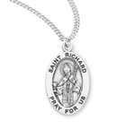 Sterling Silver Oval St. Richard Medal - 20" Chain