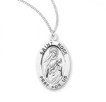 Sterling Silver Oval St. Rose Medal - 18" Chain