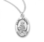 Sterling Silver Oval St. Stephen Medal - 20" Chain