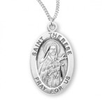 Sterling Silver Oval St. Therese Medal - 18" Chain