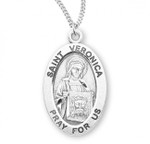 Sterling Silver Oval St. Veronica Medal - 18" Chain