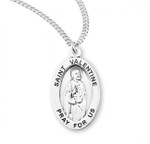 Sterling Silver Oval St. Valentine Medal - 20" Chain