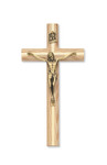 Oak Crucifix with Gold Beveled Inlay - 8"