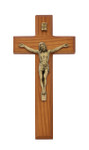 Walnut Stained Crucifix with Gold Corpus - 7"