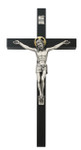 Black Wood Crucifix with Silver Corpus - 8"