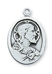 Sterling Silver Oval Sacred Heart of Jesus Medal 