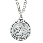 Sterling Silver Round St. Anthony Medal - 20" Chain