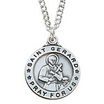 Sterling Silver St. Gerard Round Medal - 20" Chain
