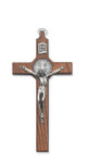 St Benedict Walnut Stained Wall Crucifix - 6.5"