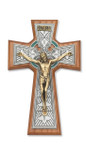 Walnut Stained Celtic Crucifix - 8"