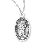 Sterling Silver Small Oval St. Christopher Medal - 18" Chain