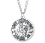 Sterling Silver Round St. Christopher Medal - 24" Chain