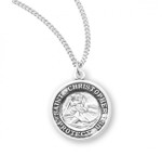 Sterling Silver Round St. Christopher Medal - 18" Chain