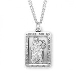 Sterling Silver Square St. Christopher Medal - 24" Chain