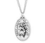 Sterling Silver or Gold-over Sterling Silver St. Christopher Medal - 24" Chain