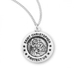 Sterling Silver Small Round St. Christopher Medal - 18" Chain
