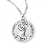 Round Sterling Silver St. Christopher Medal - 20" Chain