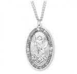 Medal comes on a 24" Genuine rhodium plated endless curb chain. 