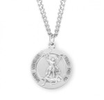 Sterling Silver Round St. Michael with Guardian Angel Medal - 24" Chain
