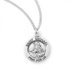 Sterling Silver or Gold-over Sterling Silver Round St. Michael Medal - 18" Chain