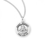 Sterling Silver or Gold-over Sterling Silver Round St. Michael Medal - 18" Chain