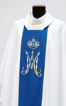 Primavera Marian Chasuble with Embroidered Blue Panels