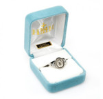 Sterling Silver Miraculous Medal Ring with Two Crystal Cubic Zirconias