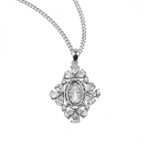 Sterling Silver with Cubic Zirconia Miraculous Medal - 18" Chain