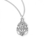 Sterling Silver Small Fancy Baroque Miraculous Medal - 18" Chain