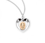 Two-Tone Miraculous Medal Inlayed in Heart - 18" Chain