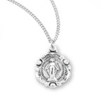 Sterling Silver Scalloped Miraculous Medal - 18" Chain