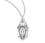 Sterling Silver Fancy Scapular and Miraculous Medal Combination Medal - 18" Chain