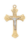 Gold-over Sterling Two-Tone Crucifix Pendant - 16" Chain
