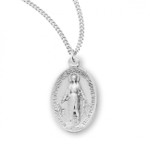 Sterling Silver or Gold-over Sterling Silver Oval Miraculous Medal - 18" Chain
