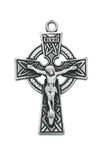 Sterling Silver or Gold-over Sterling Silver Celtic Cross Crucifix Pendant - 24" Chain