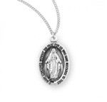 Sterling Silver or Gold-over Sterling Silver Tiny Oval Miraculous Medal - 13" Chain