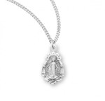 Sterling Silver Small Fancy Miraculous Medal - 18" Chain