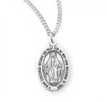 Sterling Silver or Gold-over Sterling Silver Oval Medium Miraculous Medal - 18" Chain