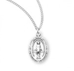 Sterling Silver or Gold-over Sterling Silver Oval Small Miraculous Medal - 18" Chain