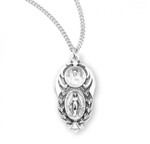 Sterling Silver Oval Miraculous Medal with Scapular Combination Medal - 18" Chain