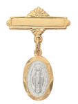 Gold-over Sterling Silver Two-Tone Miraculous Medal Bar Pin