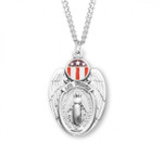 Sterling Silver Airforce Shield Red, White, & Blue Miraculous Medal - 24" Chain