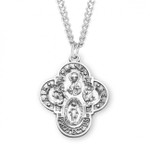 Sterling Silver Air, Land, & Sea 4-Way Military Combination Medal - 24" Chain