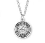 Sterling Silver St. Michael United States Navy Medal - 24" Chain